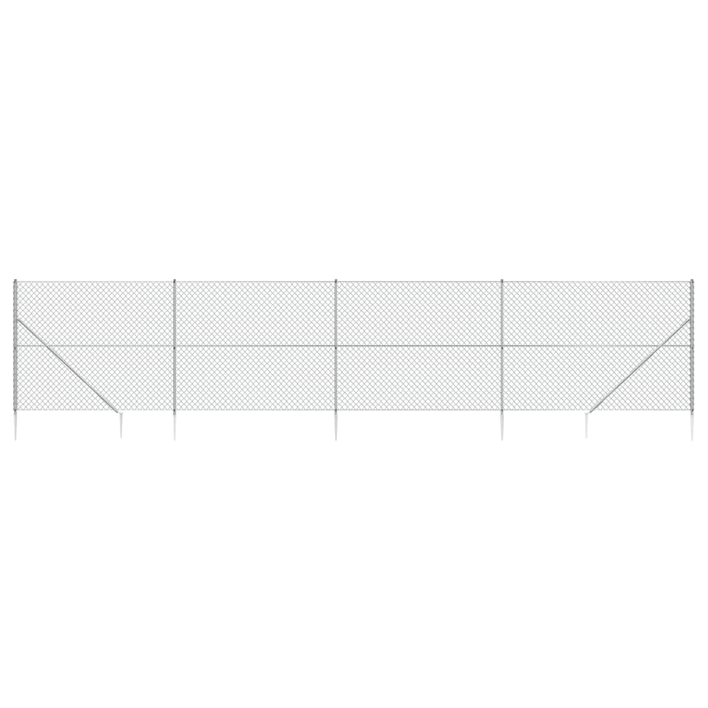 Maschendrahtzaun mit Bodenhülsen Silbern 1,8x10 m