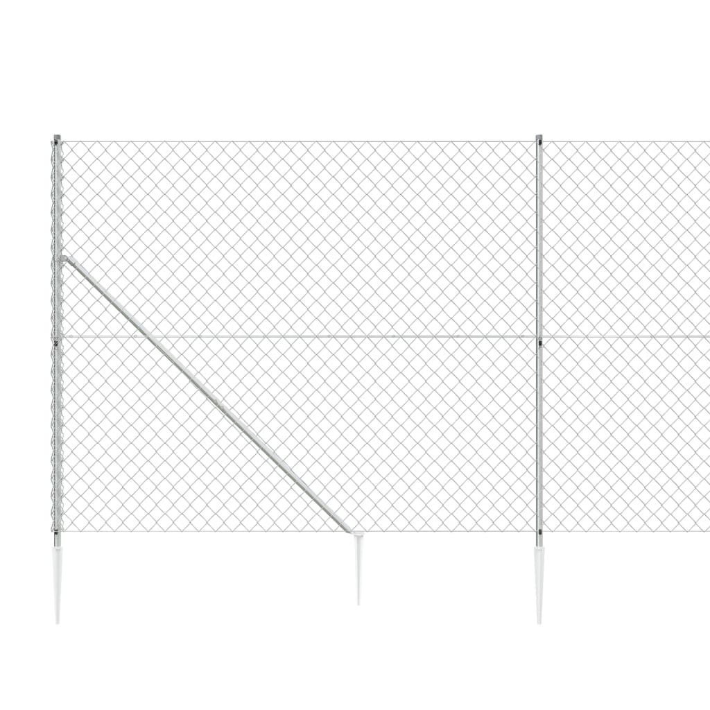 Maschendrahtzaun mit Bodenhülsen Silbern 1,8x10 m