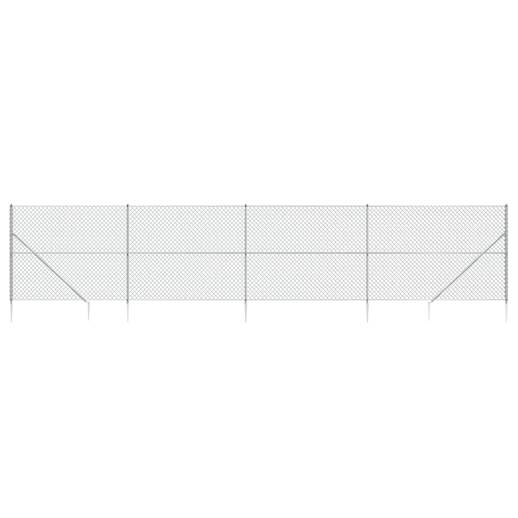 Maschendrahtzaun mit Bodenhülsen Silbern 2x10 m
