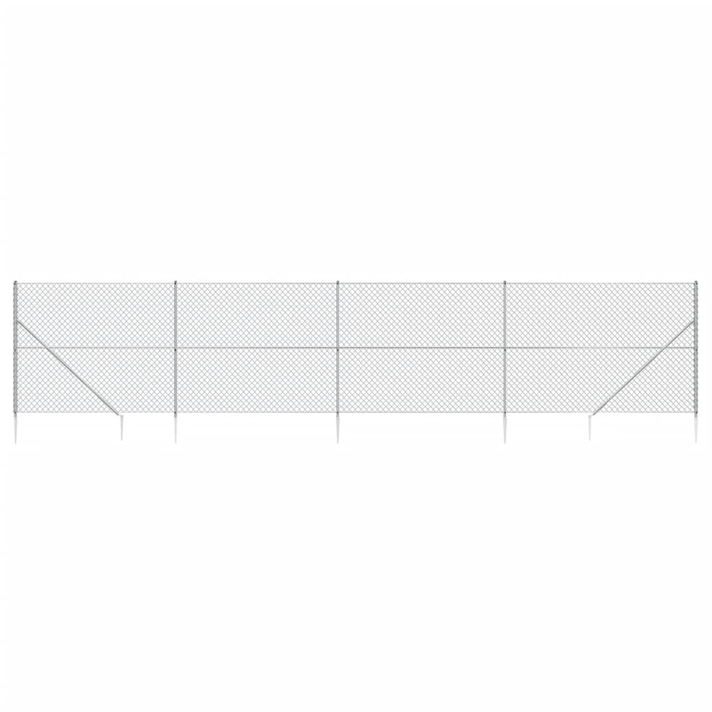 Maschendrahtzaun mit Bodenhülsen Silbern 2,2x10 m