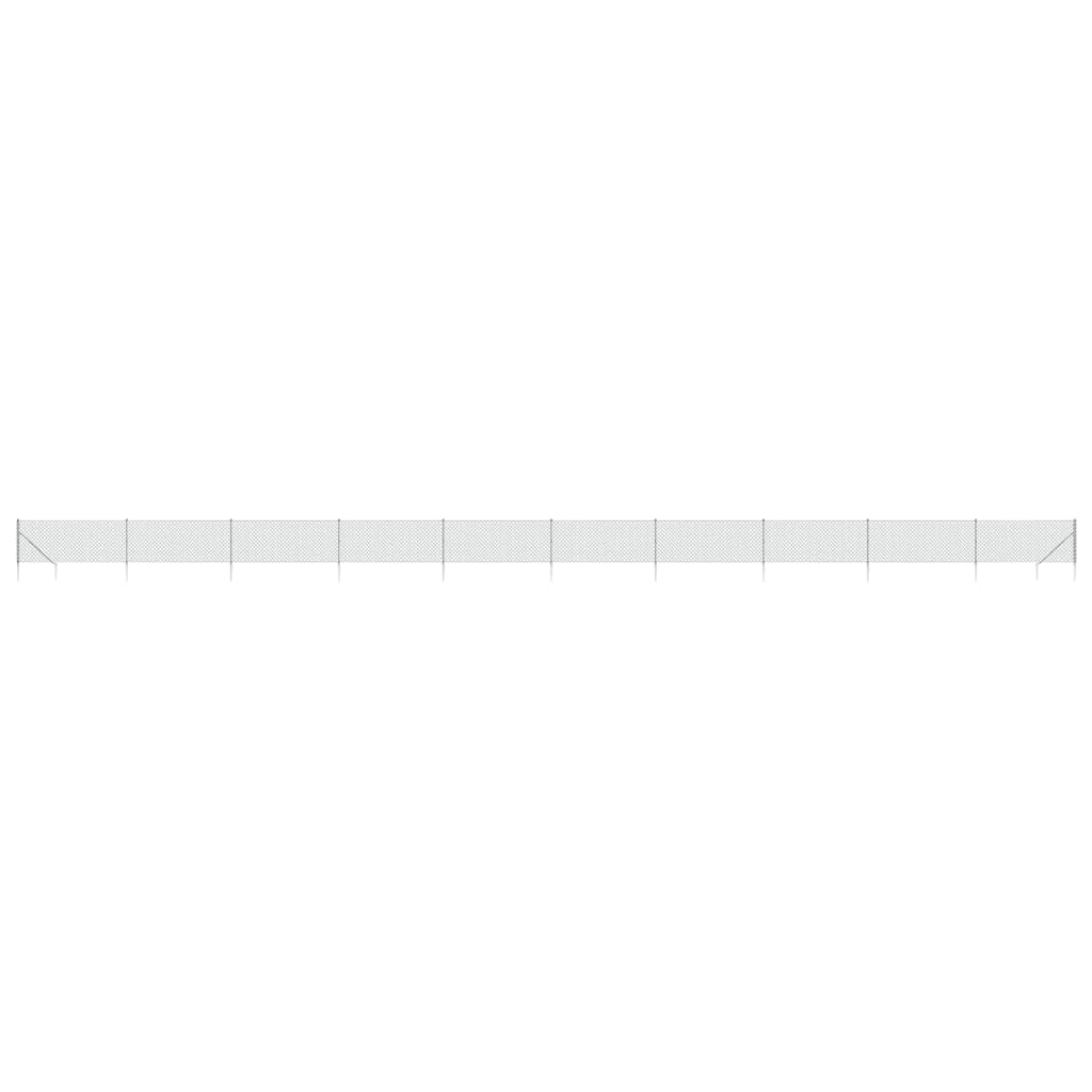 Maschendrahtzaun mit Bodenhülsen Silbern 0,8x25 m