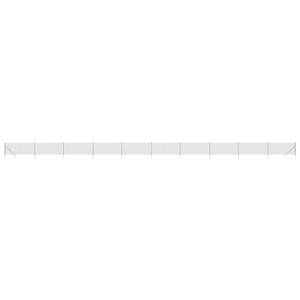Maschendrahtzaun mit Bodenhülsen Silbern 1x25 m