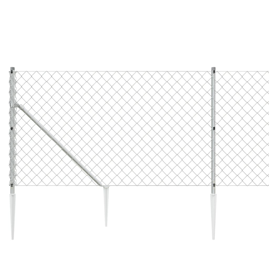 Maschendrahtzaun mit Bodenhülsen Silbern 1x25 m
