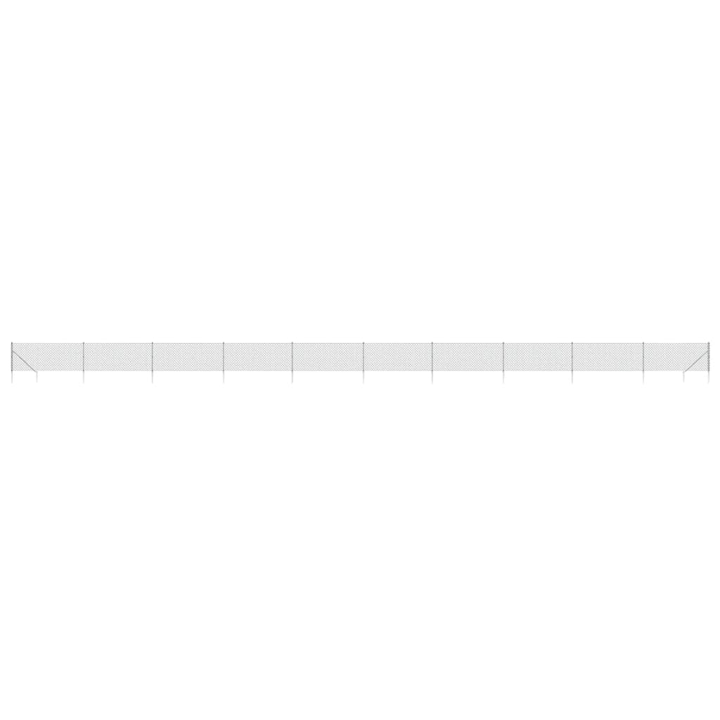 Maschendrahtzaun mit Bodenhülsen Silbern 1,1x25 m