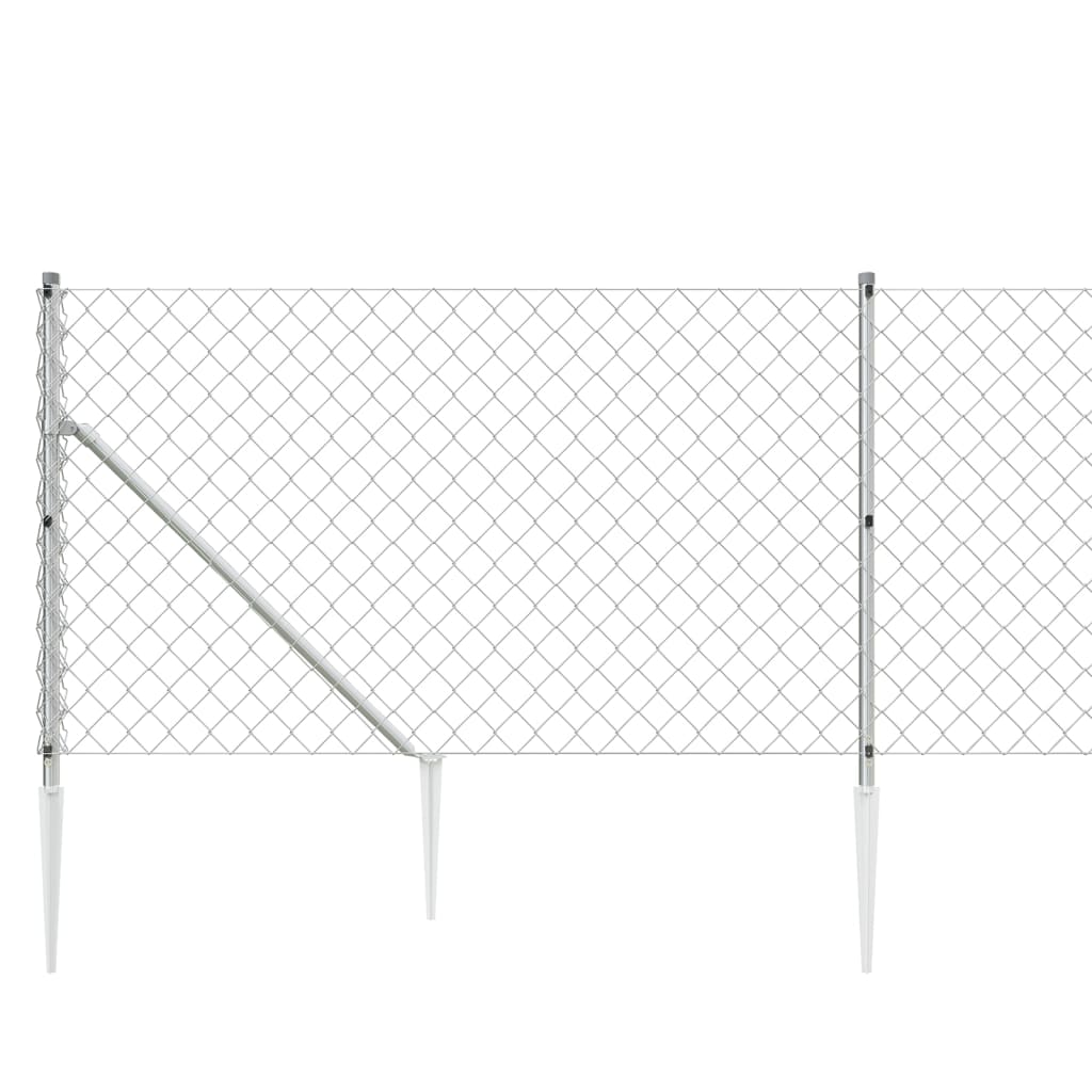Maschendrahtzaun mit Bodenhülsen Silbern 1,1x25 m