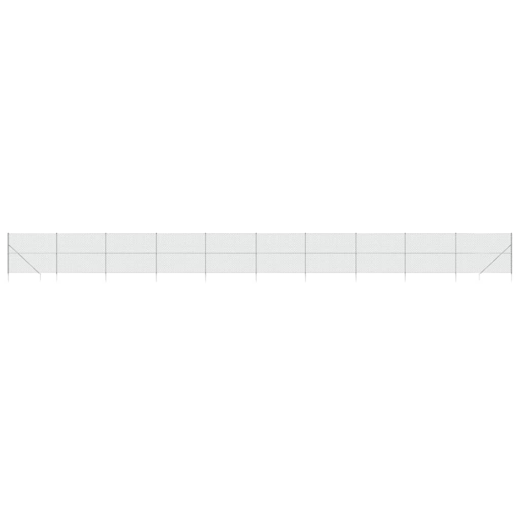 Maschendrahtzaun mit Bodenhülsen Silbern 1,6x25 m