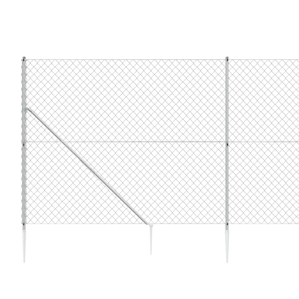 Maschendrahtzaun mit Bodenhülsen Silbern 1,6x25 m