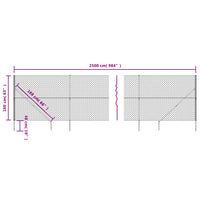Thumbnail for Maschendrahtzaun mit Bodenhülsen Silbern 1,6x25 m
