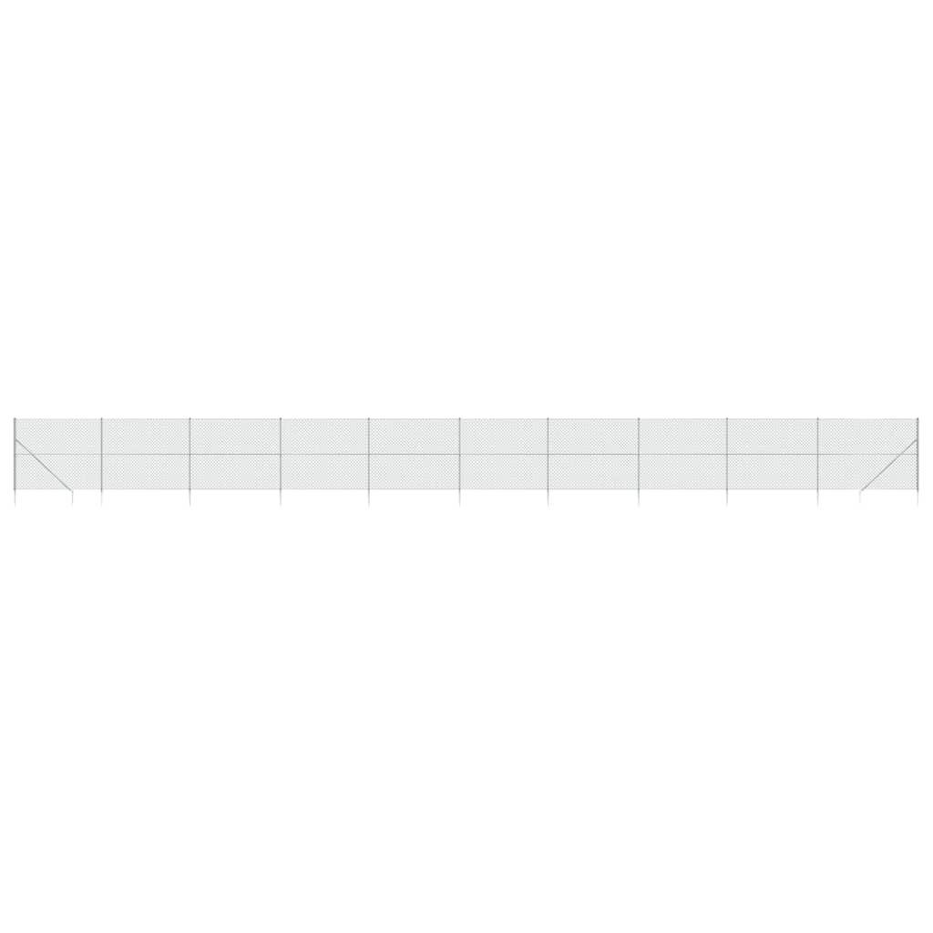 Maschendrahtzaun mit Bodenhülsen Silbern 1,8x25 m