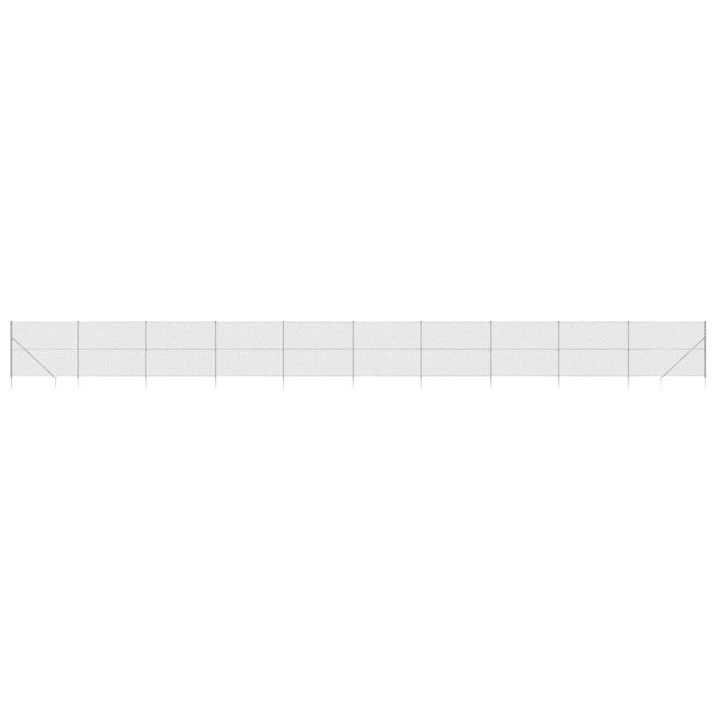Maschendrahtzaun mit Bodenhülsen Silbern 2x25 m