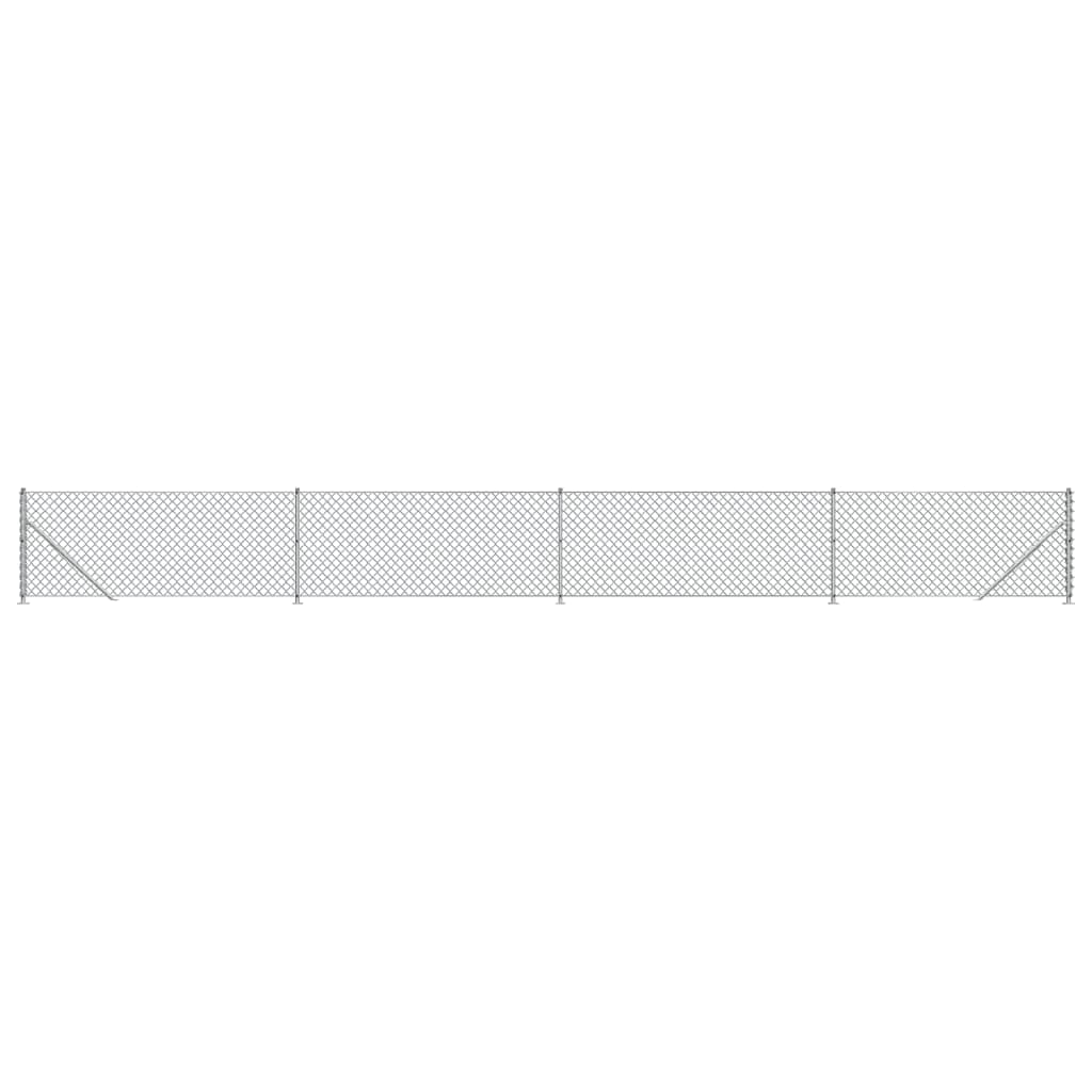 Maschendrahtzaun mit Bodenflansch Silbern 1x10 m