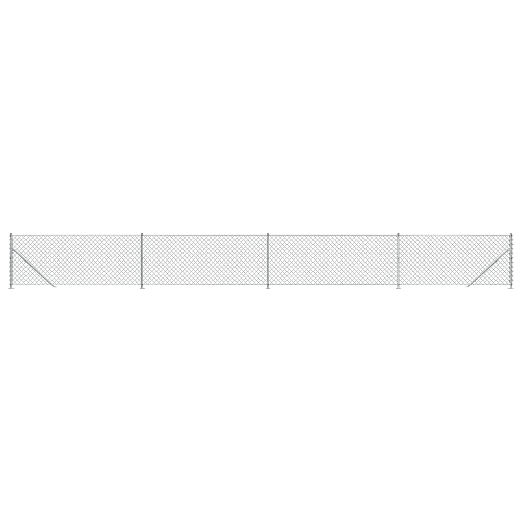 Maschendrahtzaun mit Bodenflansch Silbern 1,1x10 m