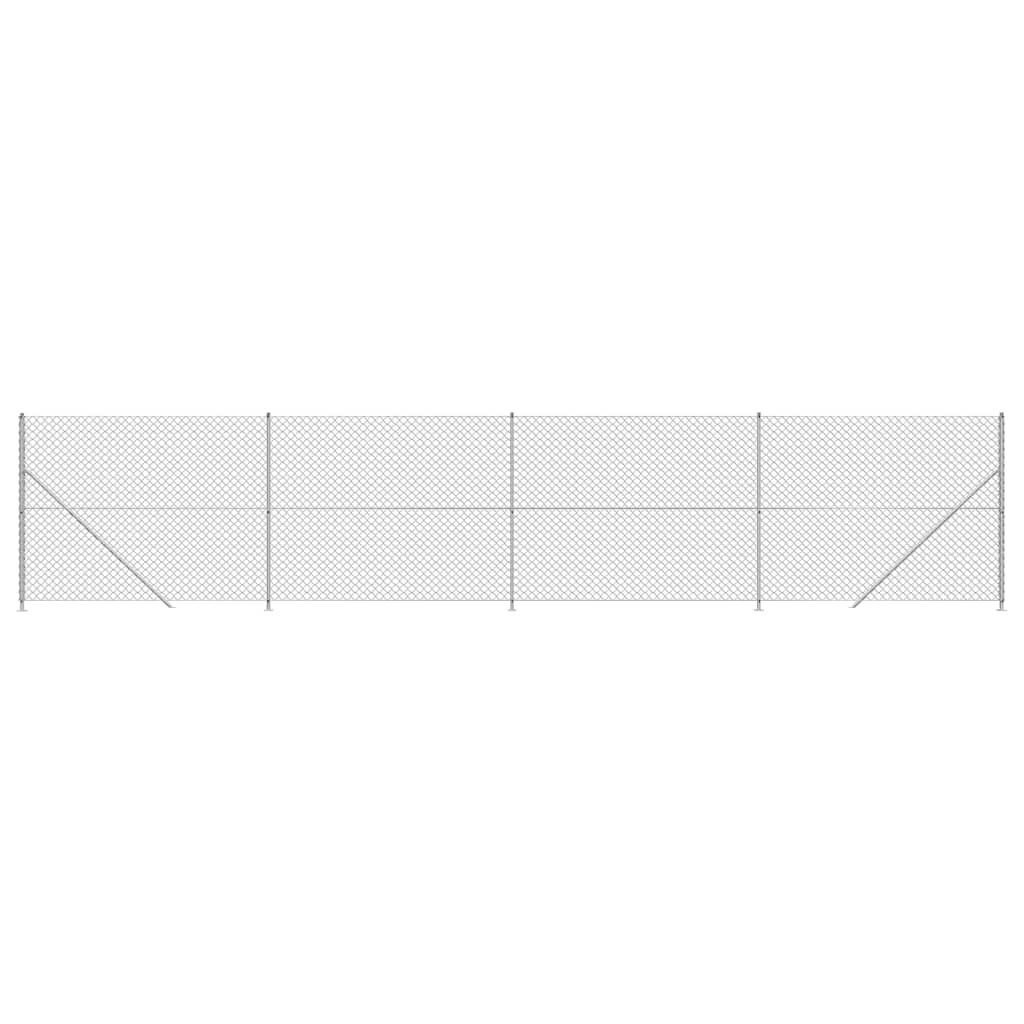 Maschendrahtzaun mit Bodenflansch Silbern 1,6x10 m
