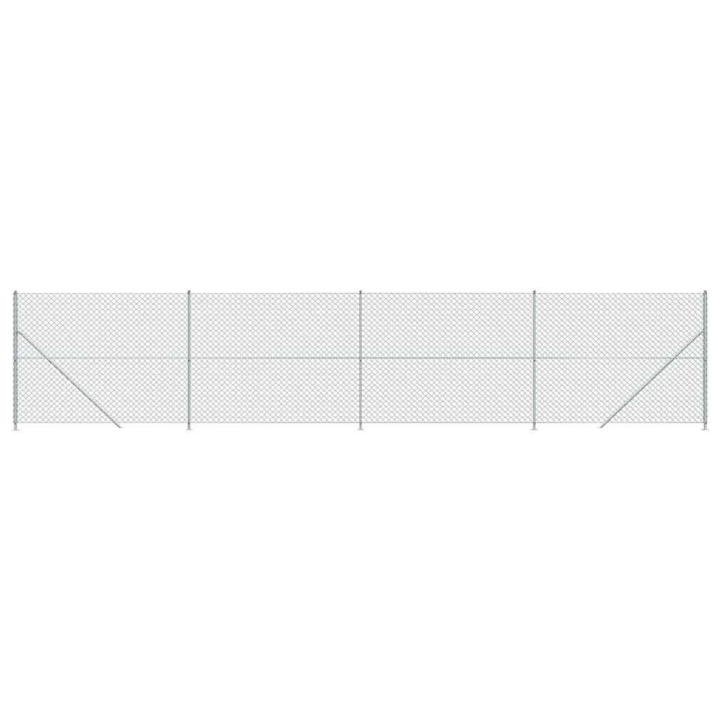 Maschendrahtzaun mit Bodenflansch Silbern 1,8x10 m