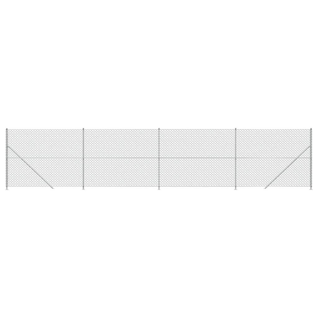 Maschendrahtzaun mit Bodenflansch Silbern 2x10 m
