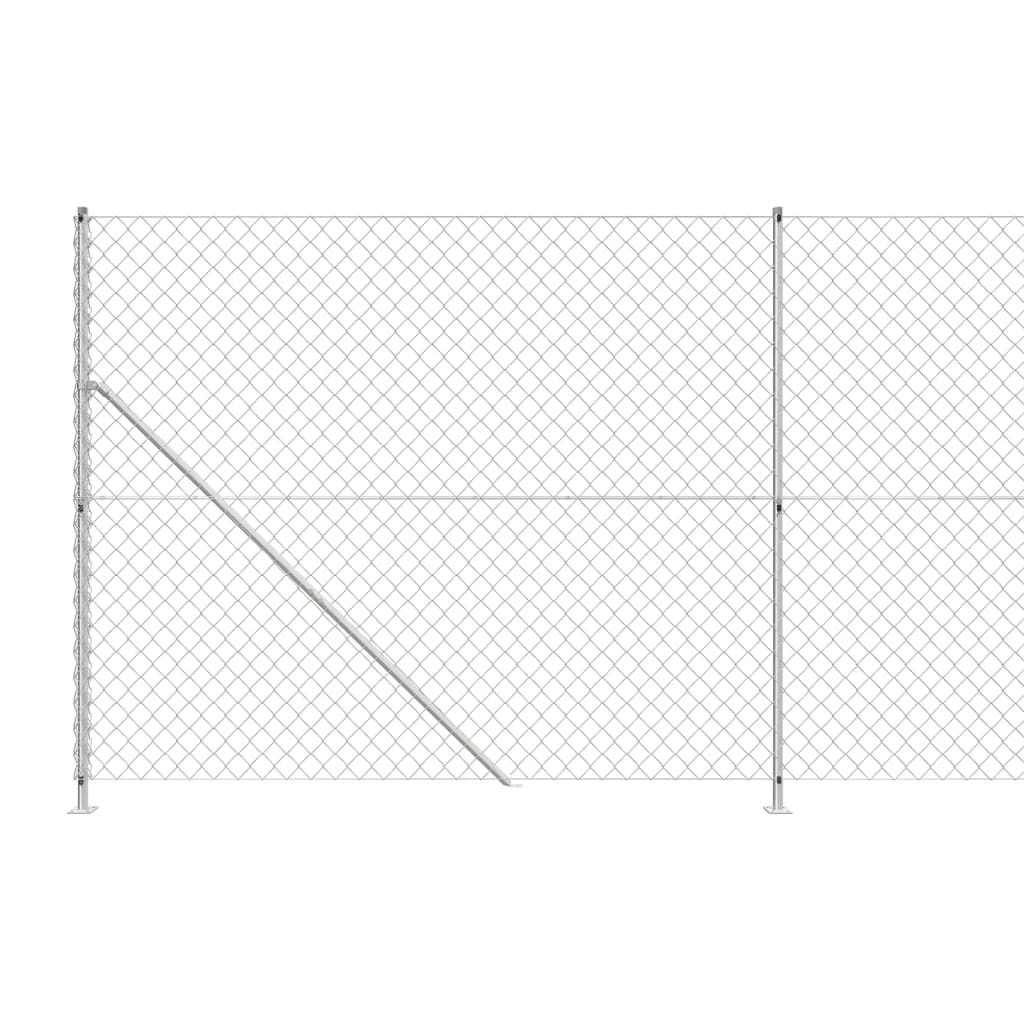 Maschendrahtzaun mit Bodenflansch Silbern 2x10 m