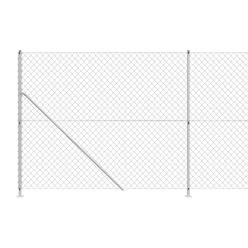Maschendrahtzaun mit Bodenflansch Silbern 2,2x10 m