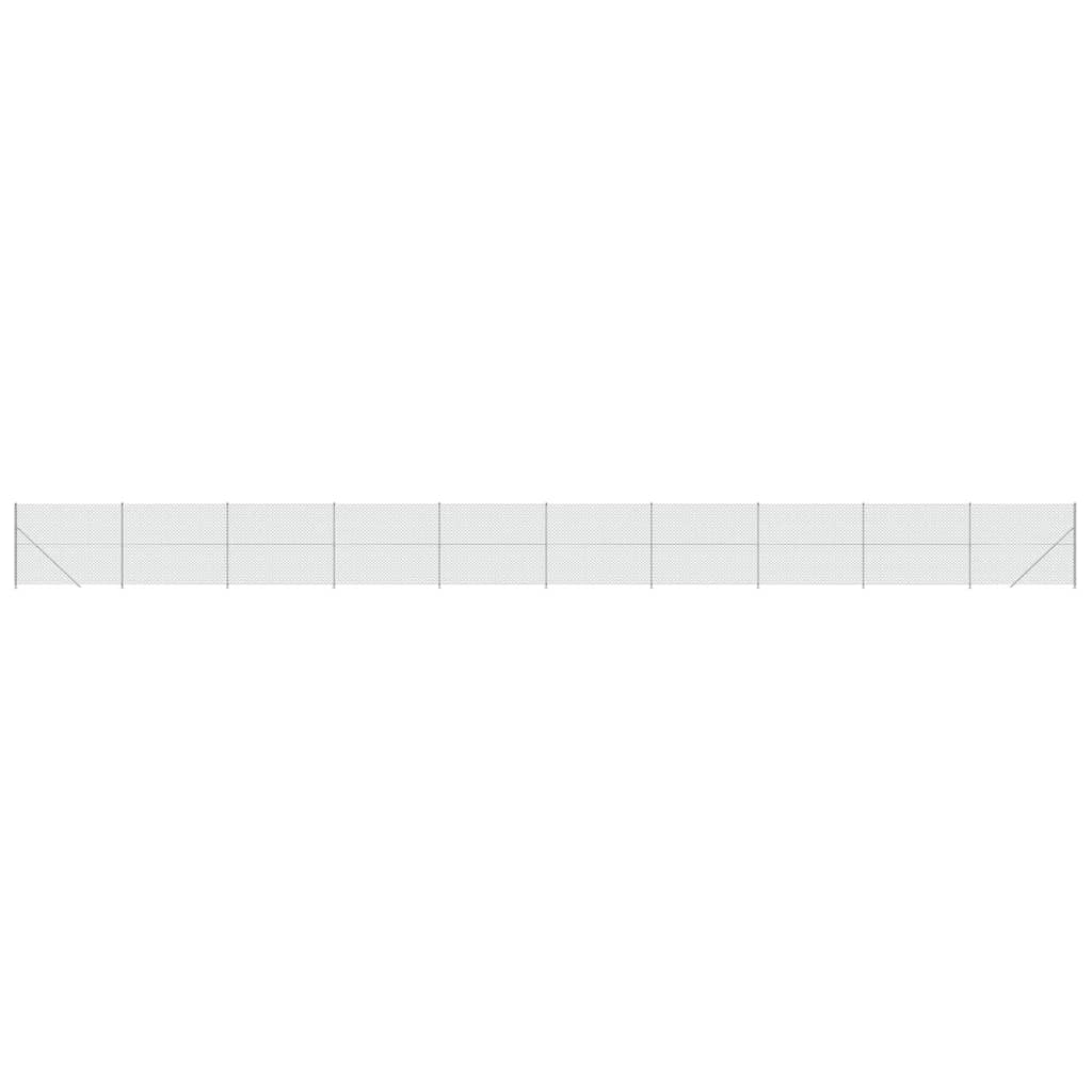 Maschendrahtzaun mit Bodenflansch Silbern 1,4x25 m