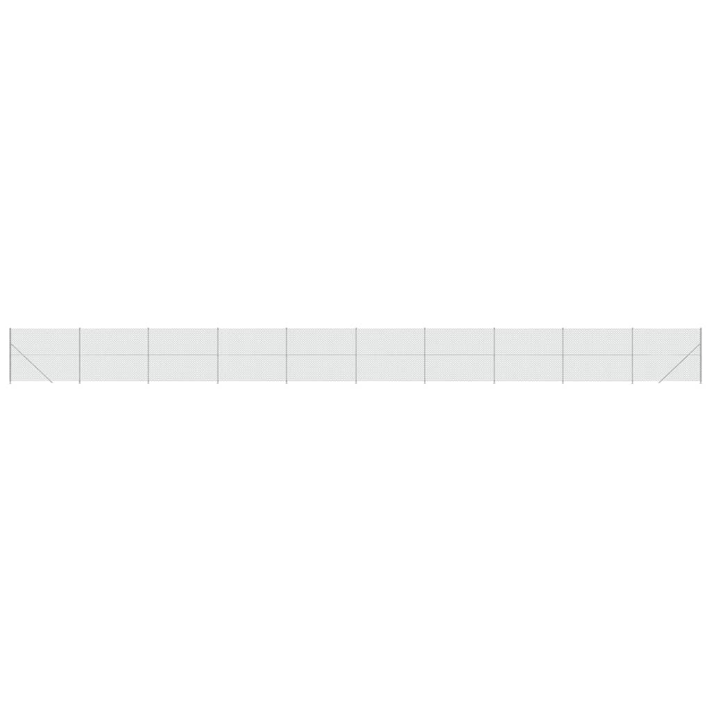 Maschendrahtzaun mit Bodenflansch Silbern 1,8x25 m