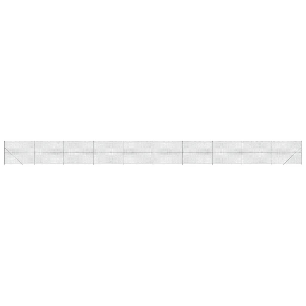 Maschendrahtzaun mit Bodenflansch Silbern 2x25 m