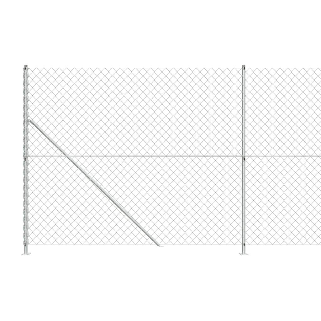 Maschendrahtzaun mit Bodenflansch Silbern 2,2x25 m