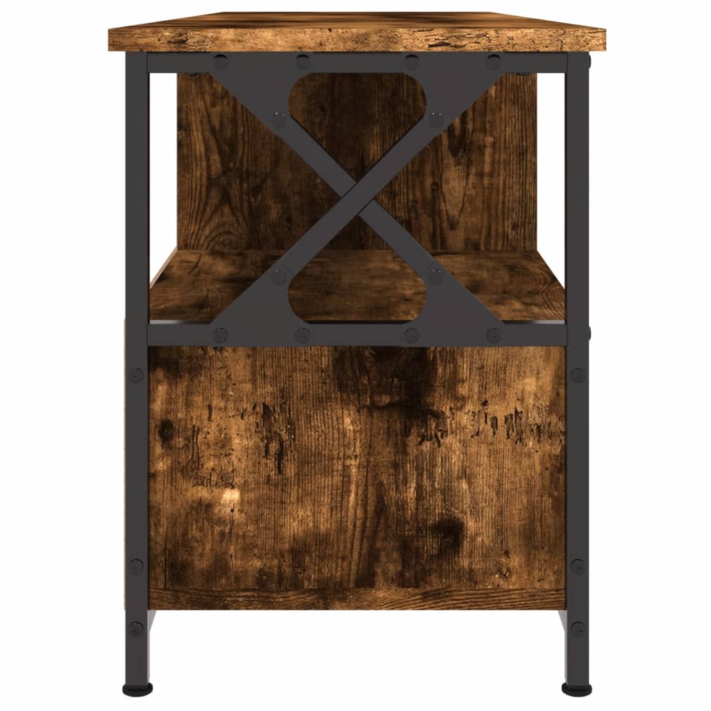 TV-Schrank Räuchereiche 102x33x45 cm Holzwerkstoff & Eisen