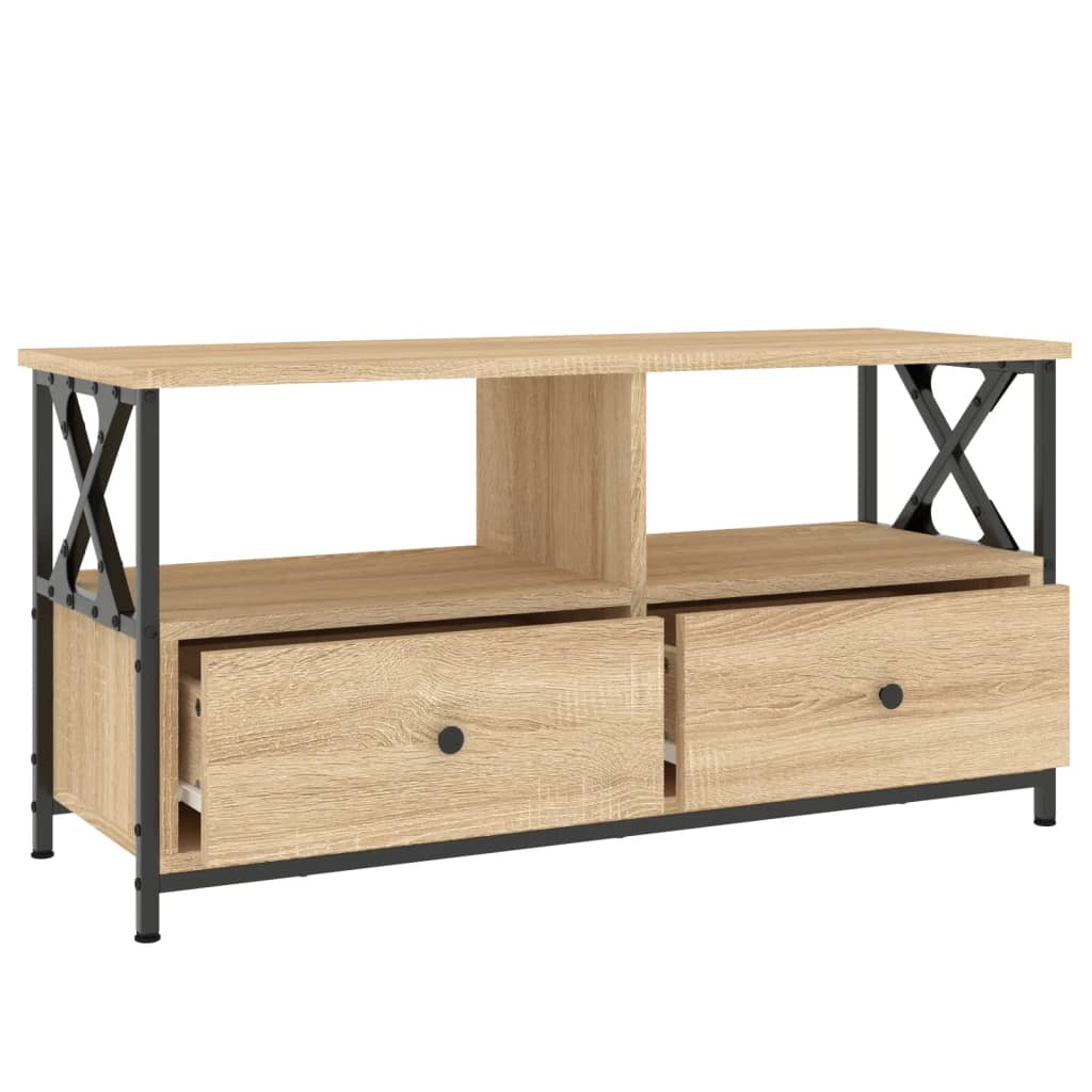TV-Schrank Sonoma-Eiche 90x33x45 cm Holzwerkstoff & Eisen