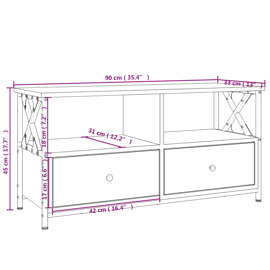 TV-Schrank Sonoma-Eiche 90x33x45 cm Holzwerkstoff & Eisen
