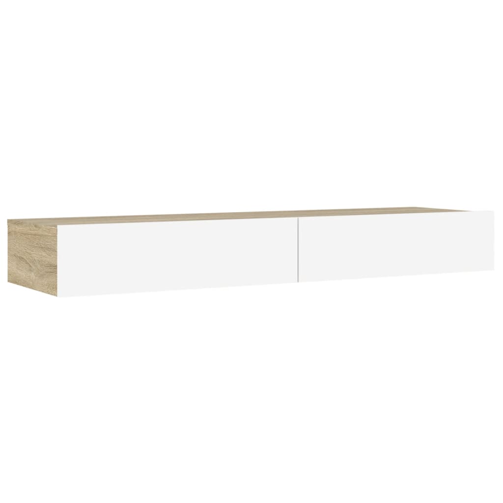 TV-Schrank mit LED-Leuchten Weiß & Sonoma-Eiche 120x35x15,5 cm