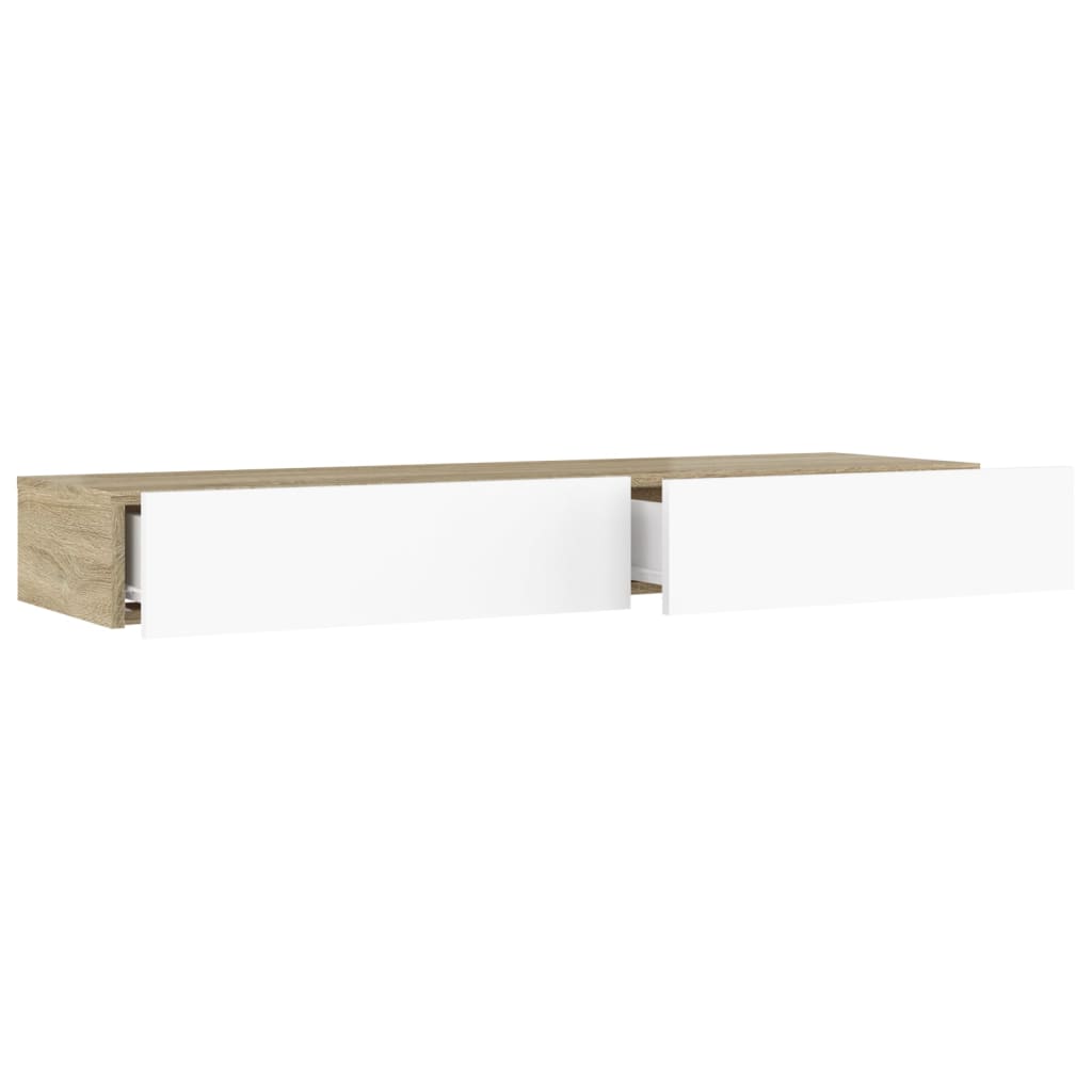 TV-Schrank mit LED-Leuchten Weiß & Sonoma-Eiche 120x35x15,5 cm