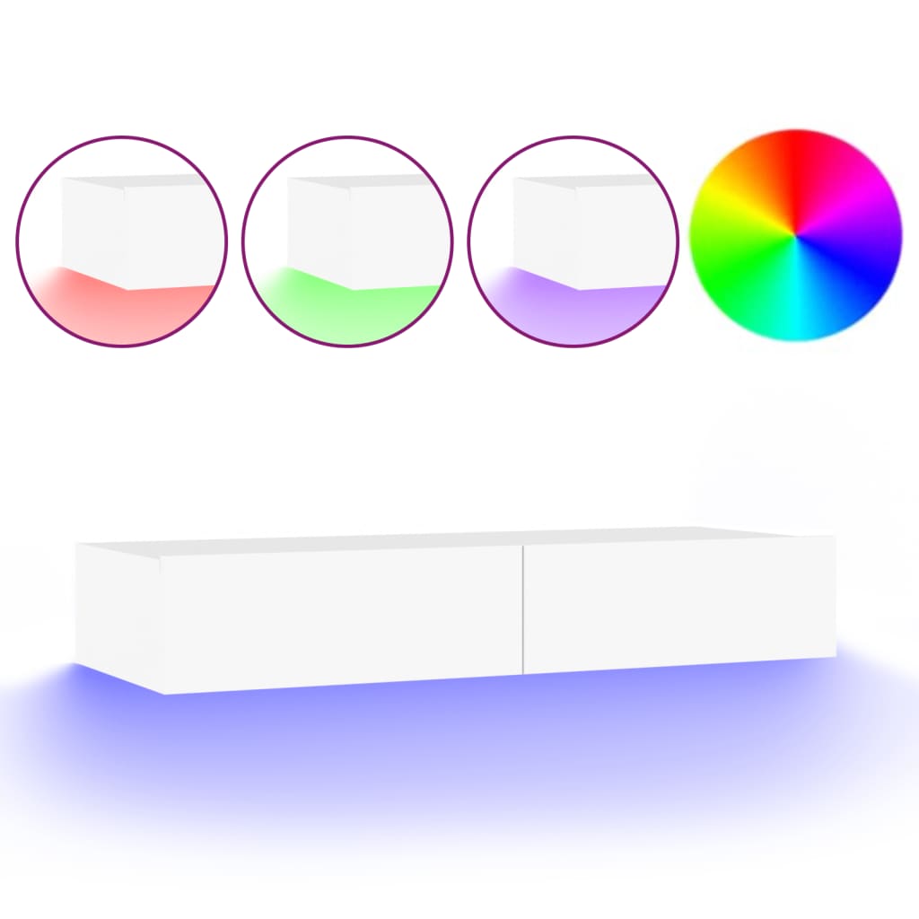 TV-Schrank mit LED-Leuchten Weiß 90x35x15,5 cm