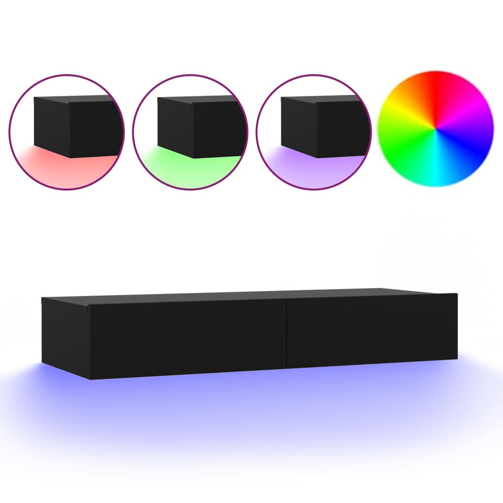 TV-Schrank mit LED-Leuchten Schwarz 90x35x15,5 cm