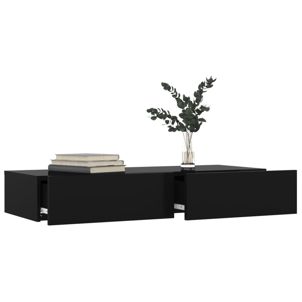 TV-Schrank mit LED-Leuchten Schwarz 90x35x15,5 cm