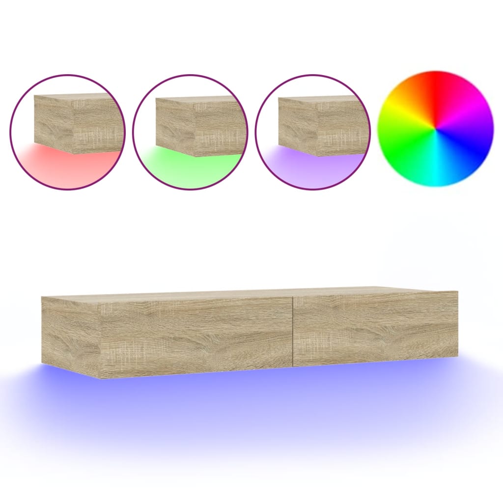 TV-Schrank mit LED-Leuchten Sonoma-Eiche 90x35x15,5 cm