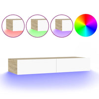 Thumbnail for TV-Schrank mit LED-Leuchten Weiß und Sonoma-Eiche 90x35x15,5 cm