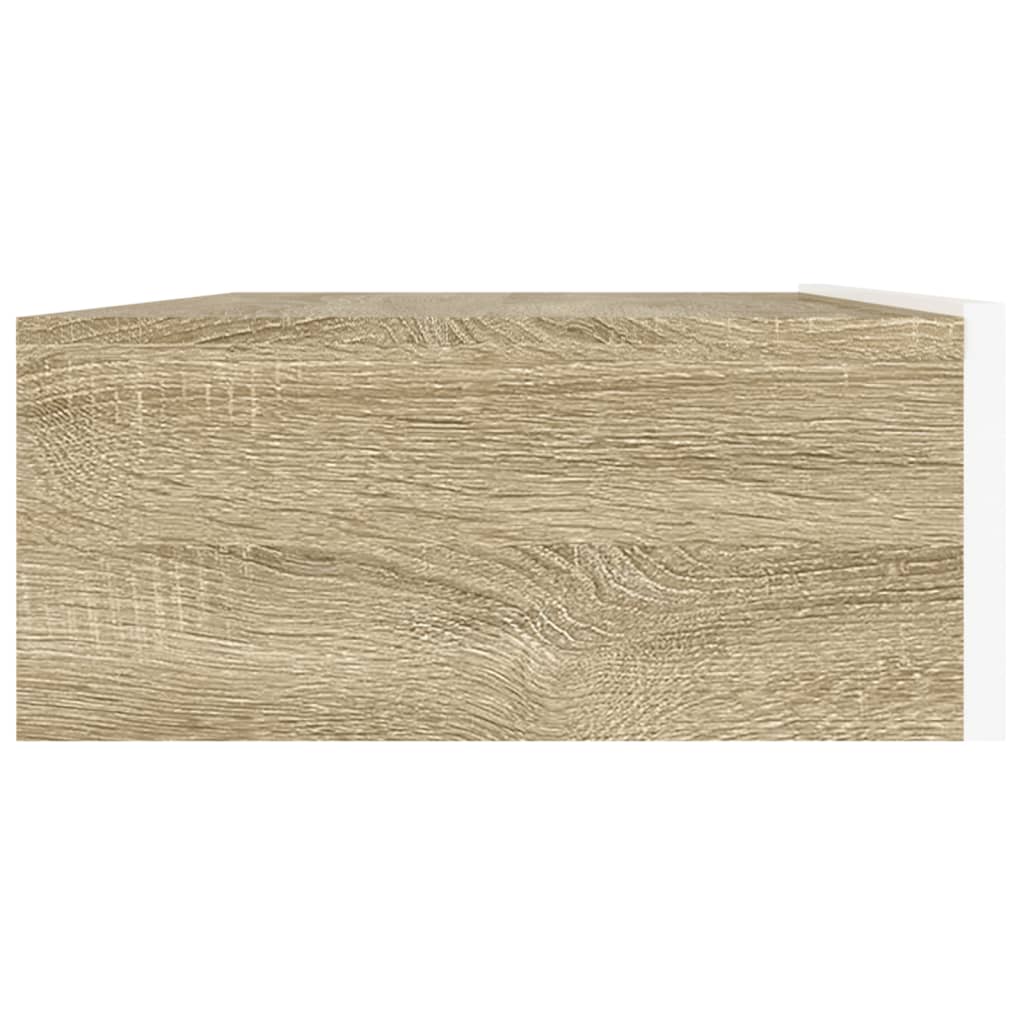 TV-Schrank mit LED-Leuchten Weiß und Sonoma-Eiche 90x35x15,5 cm