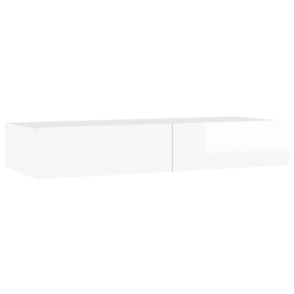 TV-Schrank mit LED-Leuchten Hochglanz-Weiß 90x35x15,5 cm