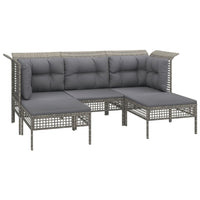 Thumbnail for 5-tlg. Garten-Lounge-Set mit Kissen Grau Poly Rattan