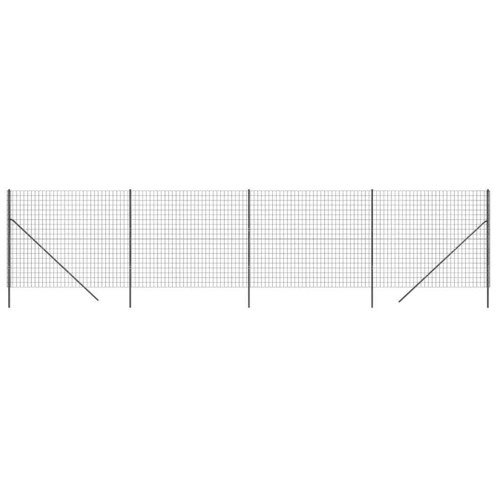 Maschendrahtzaun Anthrazit 2x10 m Verzinkter Stahl