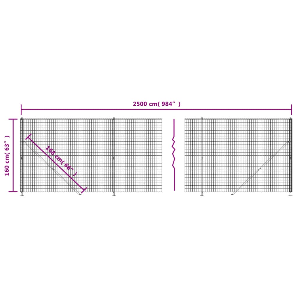 Maschendrahtzaun mit Bodenflansch Anthrazit 1,6x25 m