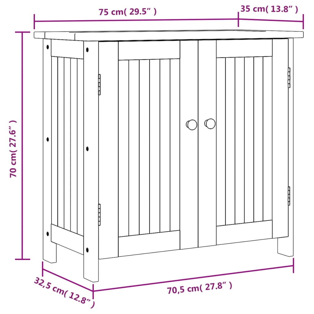 Gartenschrank 75x35x70 cm Massivholz Akazie