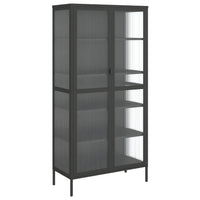 Thumbnail for Highboard Schwarz 85x40x180 cm Glas und Stahl
