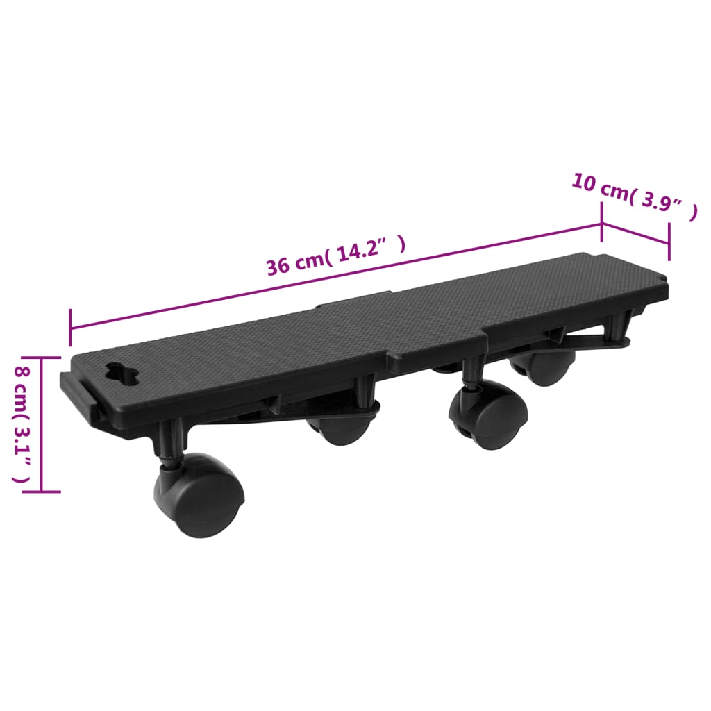 Transportroller mit 4 Rollen 10 Stk Schwarz Polypropylen 170 kg