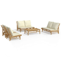 Thumbnail for 5-tlg. Garten-Lounge-Set mit Cremeweißen Kissen Bambus