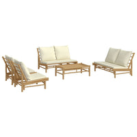 Thumbnail for 5-tlg. Garten-Lounge-Set mit Cremeweißen Kissen Bambus