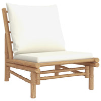 Thumbnail for 5-tlg. Garten-Lounge-Set mit Cremeweißen Kissen Bambus