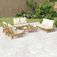 Thumbnail for 5-tlg. Garten-Lounge-Set mit Cremeweißen Kissen Bambus