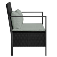 Thumbnail for Gartenbank 2-Sitzer mit Kissen Schwarz Poly Rattan