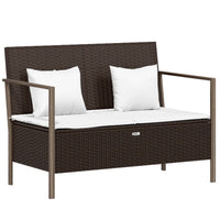 Thumbnail for Gartenbank 2-Sitzer mit Kissen Braun Poly Rattan