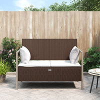 Thumbnail for Gartenbank 2-Sitzer mit Kissen Braun Poly Rattan